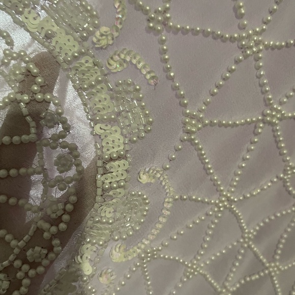 ASOS DESIGN Curve flutter sleeve circular embellished plunge midi dress in lilac - Picture 8 of 11